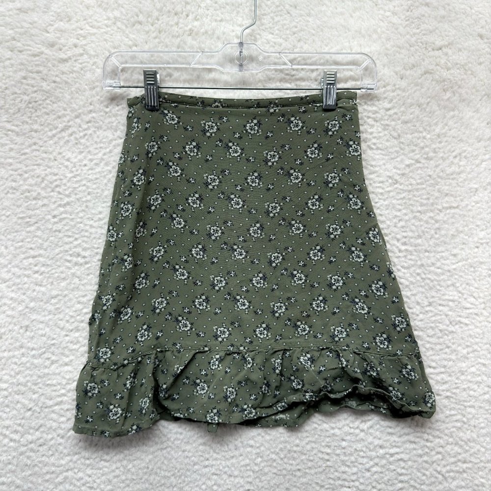 Gap A-Line Skirt Girls 10 L Large Green Ditsy Floral Peasant Cottagecore